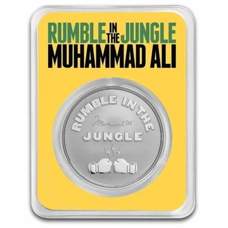 yɔi/iۏ؏tz AeB[NRC _RC [] WÕn}hAu1IX999Vo[j[2023uX^[ - Muhammad Ali Rumble in the Jungle 1oz 999 Silver Niue 2023 Blister-