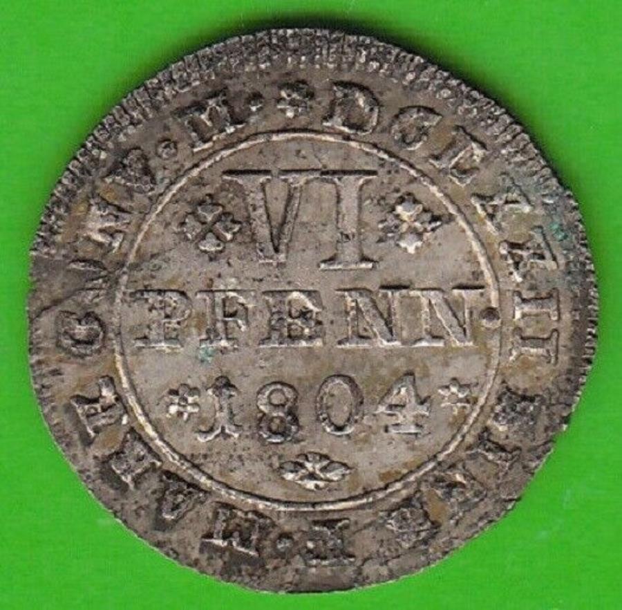 yɔi/iۏ؏tz AeB[NRC _RC [] brunswick-wolfenb?ttel6yj[1804 in xf-buɑf炵nswleipzig Brunswick-Wolfenb?ttel 6 Pennies 1804 IN Xf-Bu Very Nice Rare nswleipzig