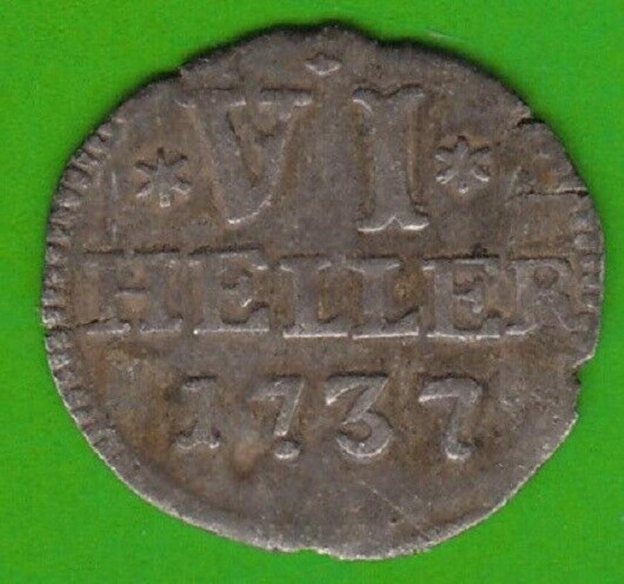 yɔi/iۏ؏tz AeB[NRC _RC [] Hesse-Kassel 6 Heller 1737ɍׂNswleipzig Hesse-Kassel 6 Heller 1737 Very Fine Rare nswleipzig