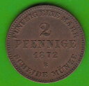  アンティークコイン モダンコイン  Mecklenburg-Schwerin 2 Pennies 1872 in xf nice nswleipzig Mecklenburg-Schwerin 2 Pennies 1872 IN XF Nice nswleipzig