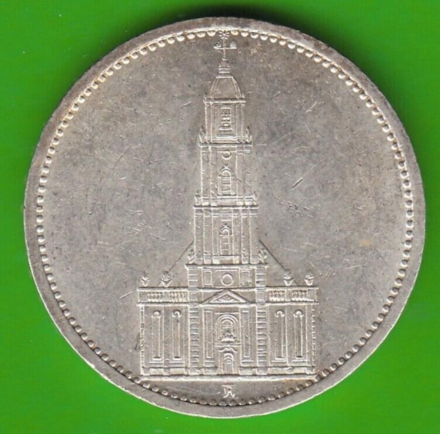 yɔi/iۏ؏tz AeB[NRC _RC [] RCVo[}[N5CqX}[N1934 XF̃K[j\fGnswleipzig Coin Silver Mark 5 Reichsmark 1934 A Garnison Church IN XF Nice nswleipzig