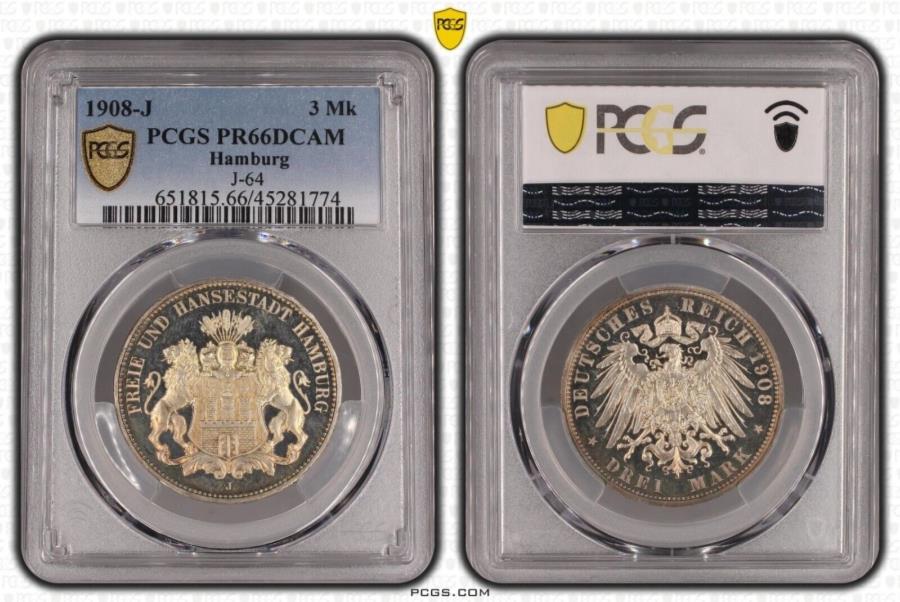 ڶ/ʼݾڽա ƥ 󥳥 [̵] ϥ֥륯3ޡ1908ۥPCGS PR66DCAMɥ꡼...