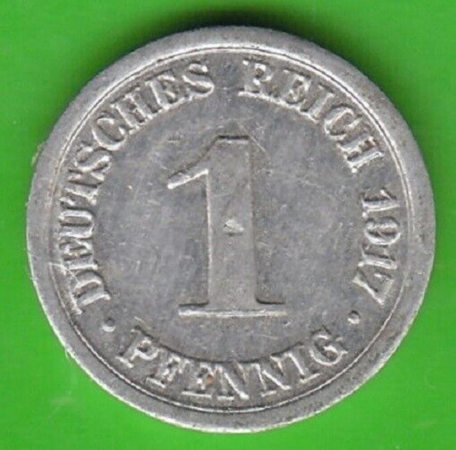 yɔi/iۏ؏tz AeB[NRC _RC [] Coin Pfennig Empire 1 Pfennig 1917 G Karlsruhe in xfnswleipzig Coin Pfennig Empire 1 Pfennig 1917 G Karlsruhe IN XFnswleipzig