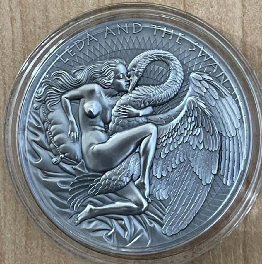 yɔi/iۏ؏tz AeB[NRC _RC [] _ƃX̓V̔2IXVo[2000tJ[2023݌ Leda And The Swan Celestial Beauty 2oz Silver 2000 Francs Cameroon 2023 In Stock