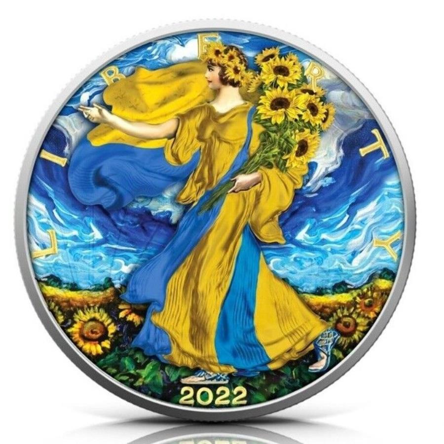  アンティークコイン モダンコイン  2022米国シルバーイーグルウクライナの主権版1オンスシルバーコインウクライナ戦争 2022 US Silver Eagle Ukrainian Sovereignty Edition 1oz Silver Coin Ukraine War
