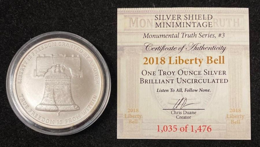 yɔi/iۏ؏tz AeB[NRC _RC [] 2018 Silver Shield Monumental Truth3 -Liberty Bell 1 oz .999 Silverbu Coin 2018 Silver Shield Monumental Truth #3 - Liberty Bell 1 oz .999 Silver BU Coin