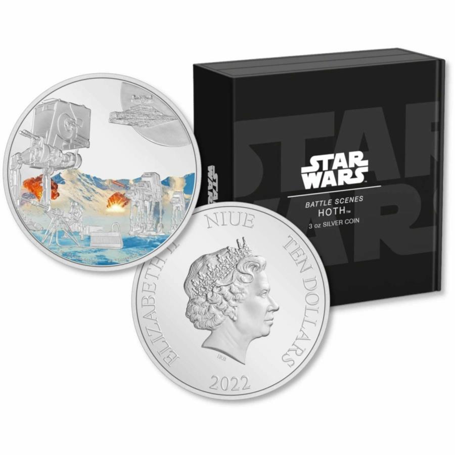 yɔi/iۏ؏tz AeB[NRC _RC [] 2022j[X^[EH[YogV[zX3IX.999Vo[v[tRC 2022 Niue Star Wars Battle Scenes Hoth 3 oz .999 Silver Proof Coin