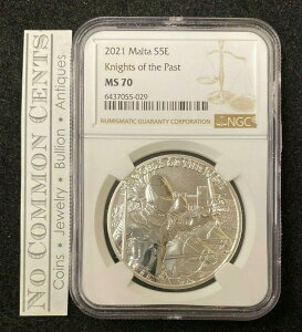 2021過去1オンスのマルタ騎士団.9999シルバーコインNGC MS70?15Kミント 2021 Malta Knights of the Past 1 oz .9999 Silver Coin NGC MS70 ~ 15k Minted