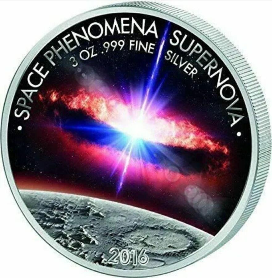 【極美品/品質保証書付】 アンティークコイン モダンコイン [送料無料] 2016 1500フランズベニン現象超新星は、3オンスの銀の証明コインを着色しました。 2016 1500 Francs Benin PHENOMENA SUPERNOVA Colored 3 Oz Silver Proof Coin.