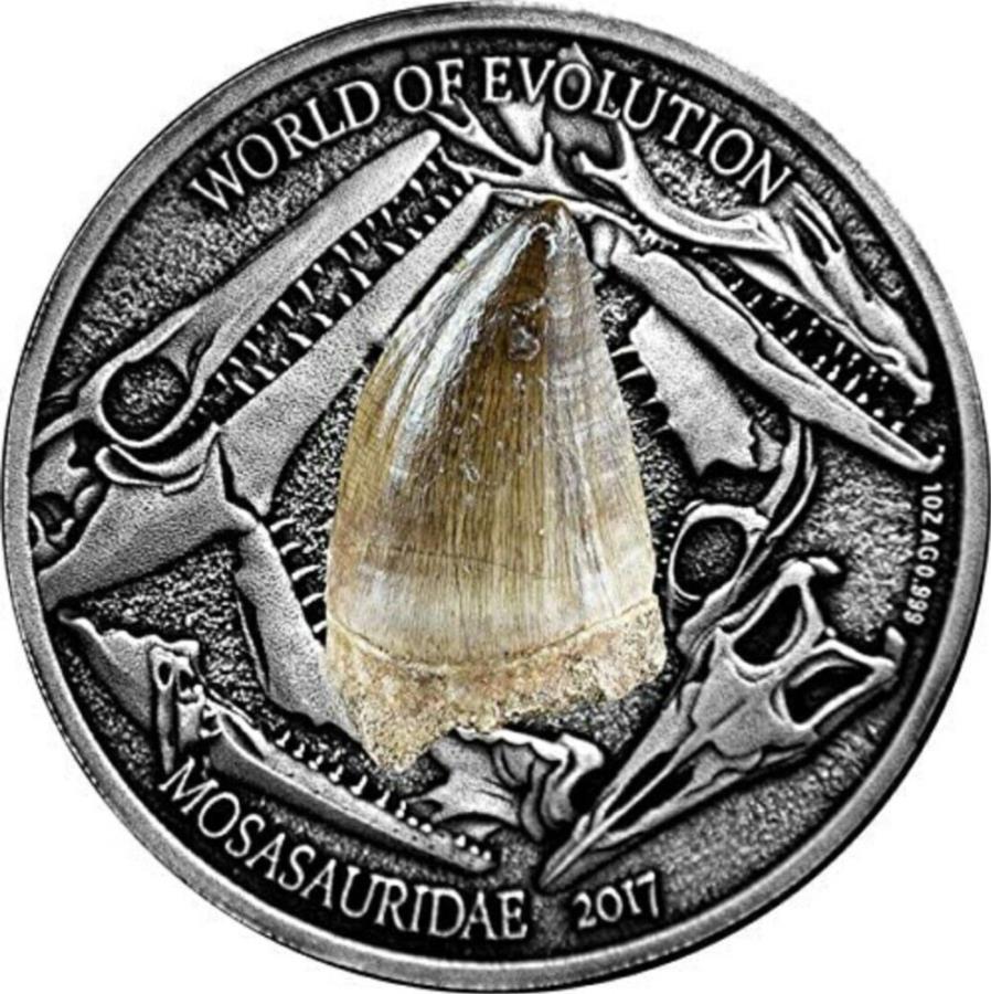  アンティークコイン モダンコイン  2017 1000 Francs Burkina Faso World of Evolution Mosasauridae Antiqued Coin。 2017 1000 Francs Burkina Faso World Of Evolution MOSASAURIDAE Antiqued Coin.