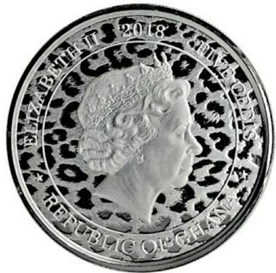 yɔi/iۏ؏tz AeB[NRC _RC [] 2018 5 Cedis Ghana African Leopard 1 Oz Silver Bu CoinB 2018 5 Cedis Ghana AFRICAN LEOPARD 1 Oz Silver BU Coin.