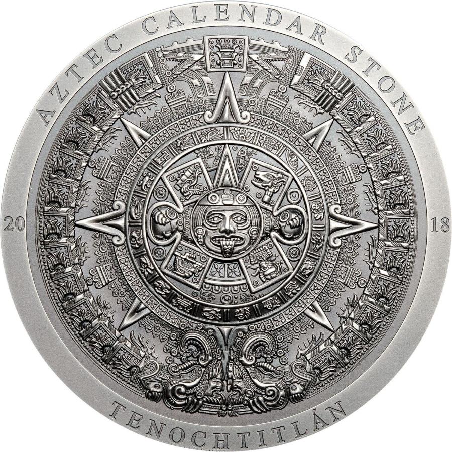 アンティークコイン モダンコイン  2018 20 $考古学の象徴AZTECカレンダーストーンMS70 FDOI 3オンスシルバーコイン。 2018 20$ Archeology Symbolism AZTEC CALENDAR STONE MS70 FDOI 3 Oz Silver Coin.