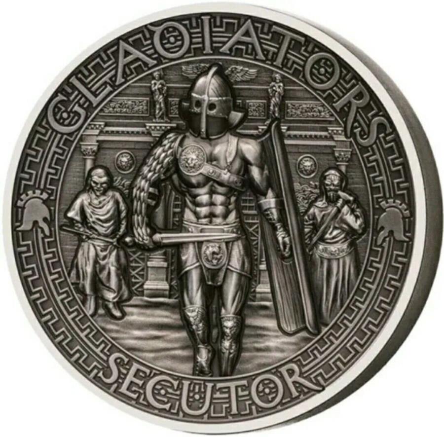 ڶ/ʼݾڽա ƥ 󥳥 [̵] 2017 $ 5祰ǥƥե˥å2󥹥С 2017 $5 Solomon Islands THE GLADIATORS SECUTOR Antique Finish 2 Oz Silver Coin.