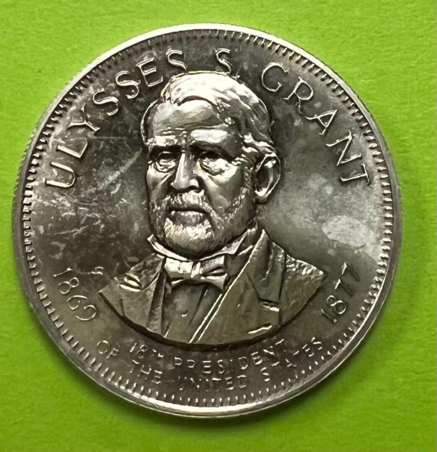 yɔi/iۏ؏tz AeB[NRC _RC [] X^[OVo[ - V[YS.Og - 925 -7.7OEh/A[go[ Sterling Silver - President Ulysses S. Grant- 925 -7.7 Grams Round/Art Bar