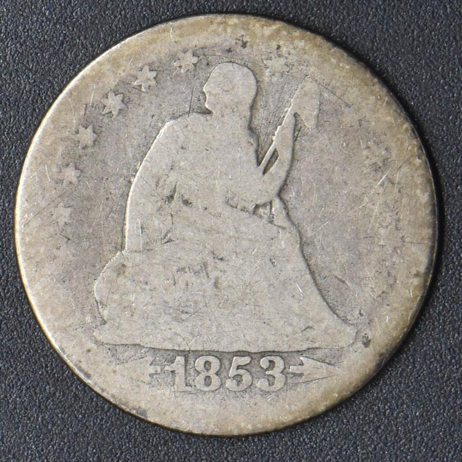 yɔi/iۏ؏tz AeB[NRC _RC [] 1853oeBNH[^[htBftBA25C- - 1853 Arrows Rays Seated Liberty Quarter Dollar Philadelphia 25C - COINGIANTS -