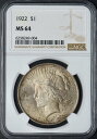 1922 -P平和シルバーダラー-NGCMS 64トーン-Coingiants? 1922-P Peace Silver Dollar - NGC MS 64 Toned - ?COINGIANTS?