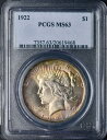 1922 -P平和シルバーダラー-PCGSMS 63-素晴らしいトーン -?コインティング? 1922-P Peace Silver Dollar - PCGS MS 63 - GREAT TONE - ?COINGIANTS?