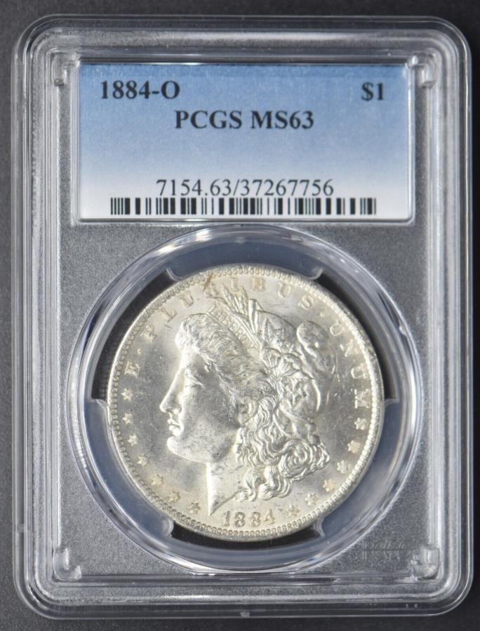 yɔi/iۏ؏tz AeB[NRC _RC [] 1884 -O Morgan Silver Dollar MS63 PCGS New Orleans $ 1 -COINGIANTS- 1884-O Morgan Silver Dollar MS63 PCGS New Orleans $1 - COINGIANTS -