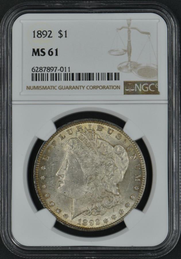 yɔi/iۏ؏tz AeB[NRC _RC [] 1892[KVo[_[NGC MS 61 1892 Morgan Silver Dollar NGC MS 61