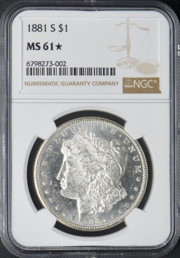 yɔi/iۏ؏tz AeB[NRC _RC [] 1881 -SKVo[_[NGC MS61 STAR * Semi Pl-?Coingiants? 1881-S Morgan Silver Dollar NGC MS61 Star * Semi PL - ?COINGIANTS?