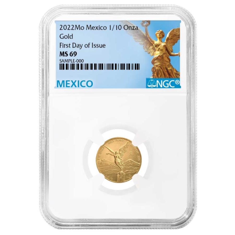 yɔi/iۏ؏tz AeB[NRC _RC [] 2022S[hLVJo^hIU1/10IXNGC MS69 FDILVR[x 2022 Gold Mexican Libertad Onza 1/10 oz NGC MS69 FDI Mexico Label