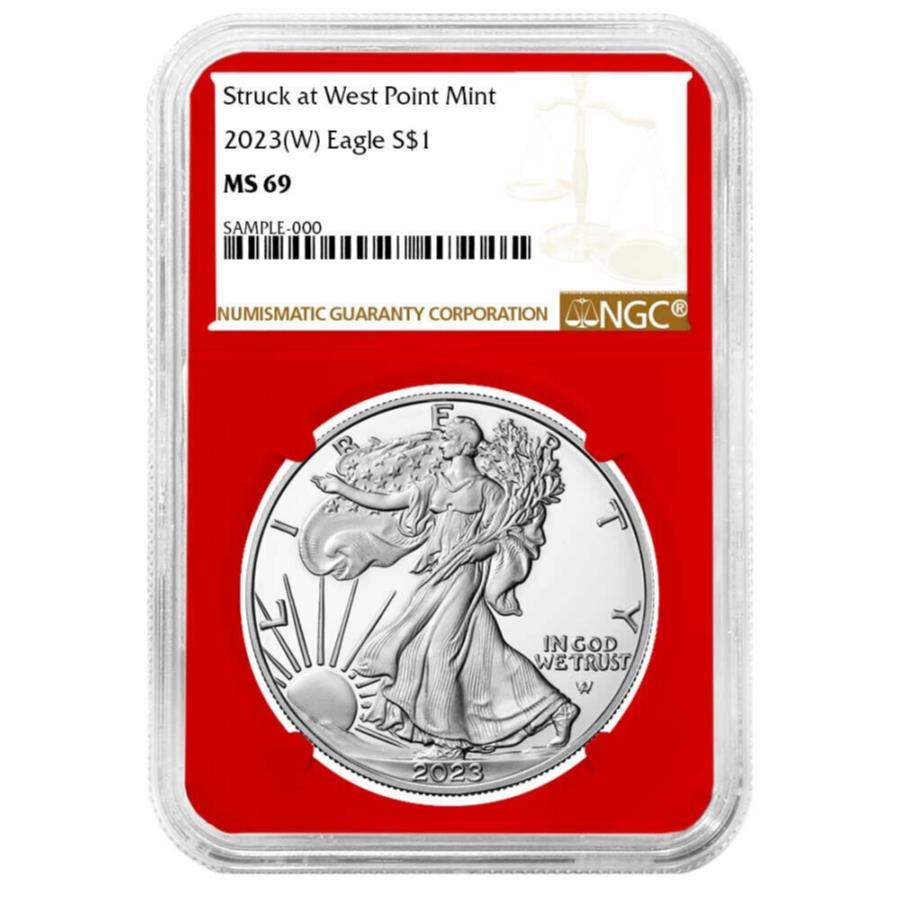 yɔi/iۏ؏tz AeB[NRC _RC [] 2023iwj$ 1AJVo[C[ONGC MS69uExbhRA 2023 (W) $1 American Silver Eagle NGC MS69 Brown Label Red Core