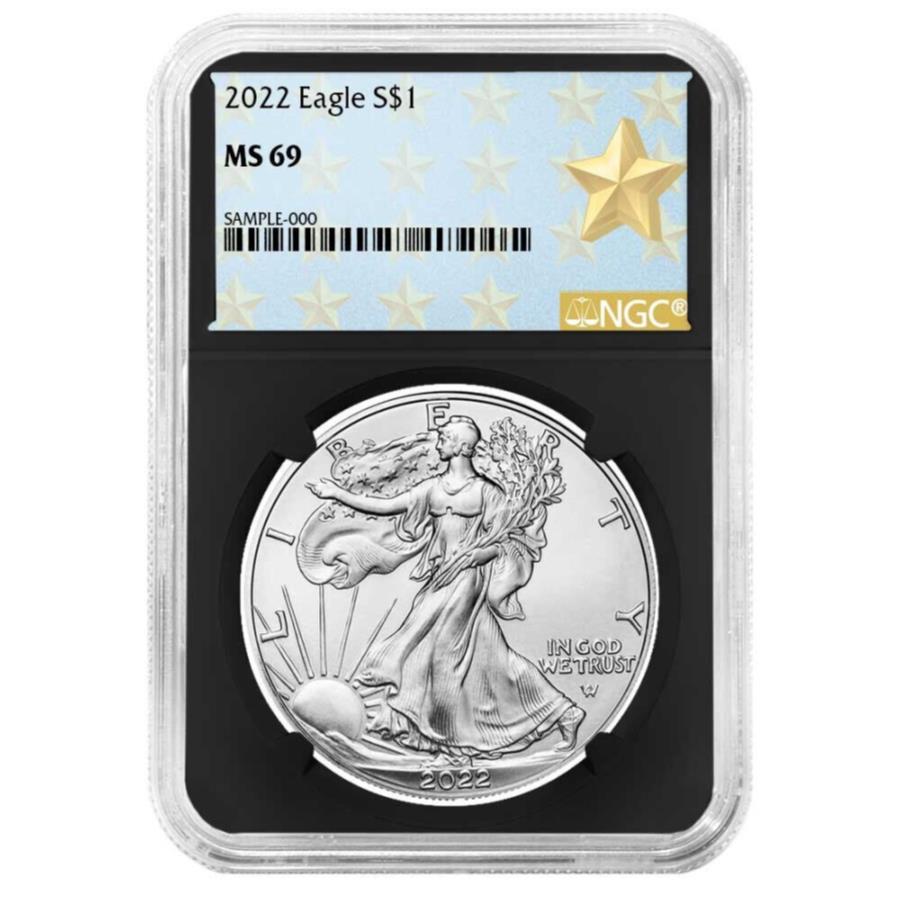 yɔi/iۏ؏tz AeB[NRC _RC [] 2022 $ 1AJVo[C[ONGC MS69EFXg|CgX^[xgRA 2022 $1 American Silver Eagle NGC MS69 West Point Star Label Retro Core