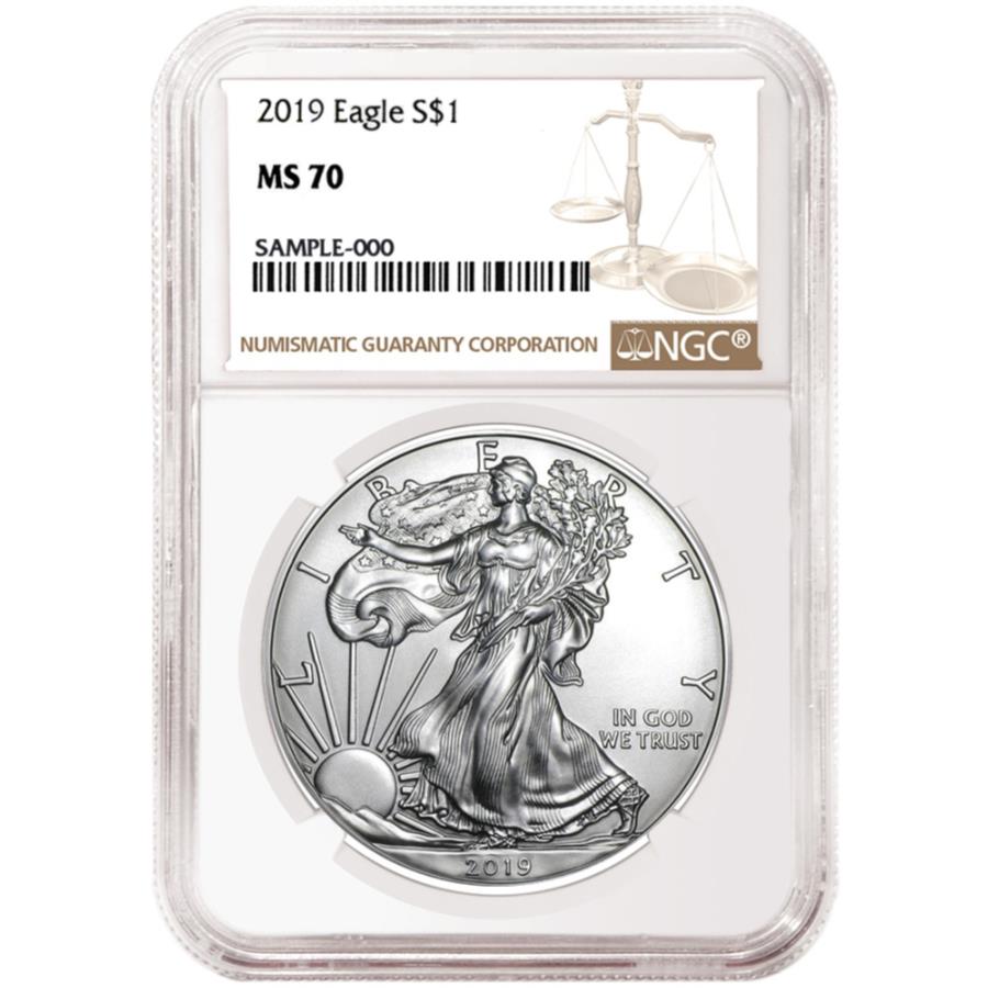  アンティークコイン モダンコイン  2019 $ 1アメリカンシルバーイーグルNGC MS70ブラウンラベル 2019 $1 American Silver Eagle NGC MS70 Brown Label