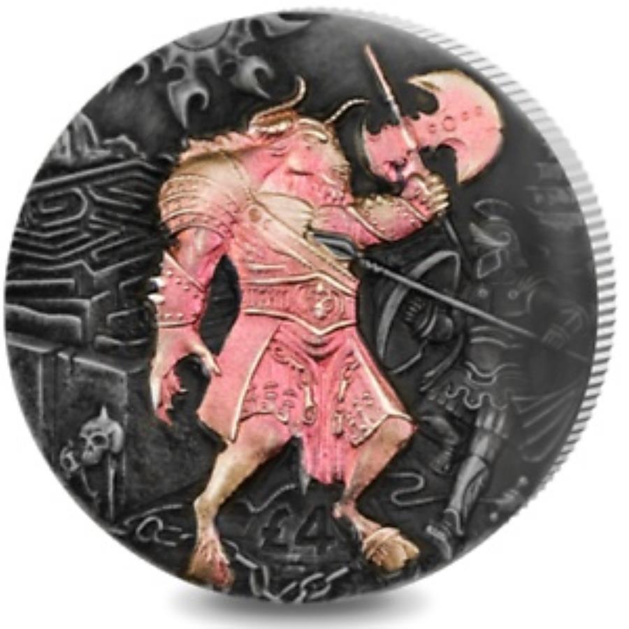 ڶ/ʼݾڽա ƥ 󥳥 [̵] 2018ХåȿäʪߥΥλž夲2-250ߥơ 2018 BIOT Mythical Creatures Minotaur with Iridescent Finish 2 oz - 250 Mintage