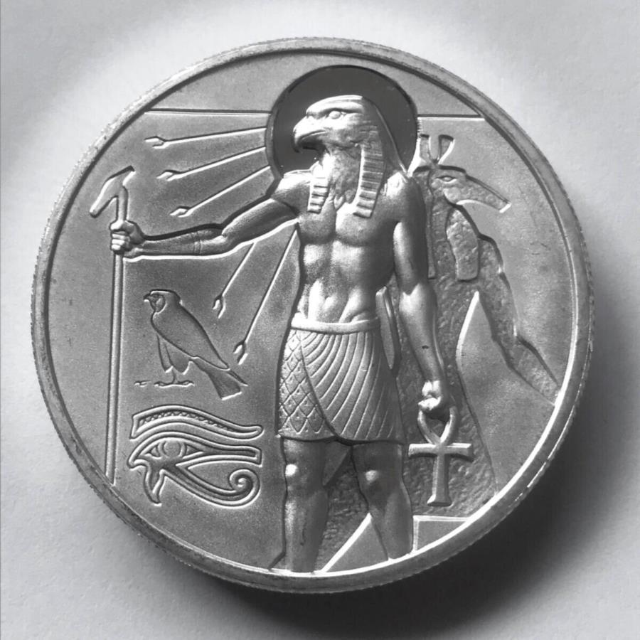 【極美品/品質保証書付】 アンティークコイン モダンコイン [送料無料] 2オンスシルバーエジプトの神々ホルスラウンドウルトラハイレリーフ999 WASTWEET FALCON THOTH 2oz Silver Egyptian Gods Horus Round Ultra High Relief 999 WASTWEET Falcon Thoth