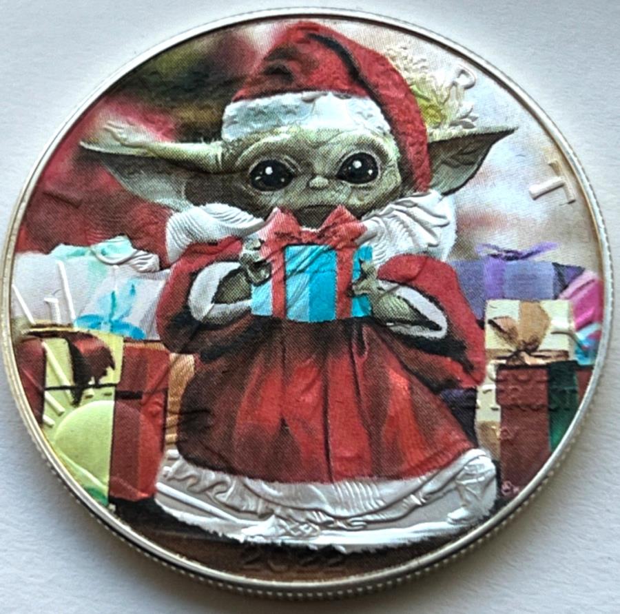 yɔi/iۏ؏tz AeB[NRC _RC [] }_Axr[[_ - OOAJVo[C[O1IX.999Vo[_[RC Mandalorian Baby Yoda - Grogu American Silver Eagle 1oz .999 Silver Dollar Coin