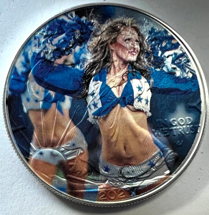 ڶ/ʼݾڽա ƥ 󥳥 [̵] 饹ܡ꡼ - ꥫ󥷥С1.999С顼 Dallas Cowboys Cheerleader - American Silver Eagle 1oz .999 Silver Dollar Coin
