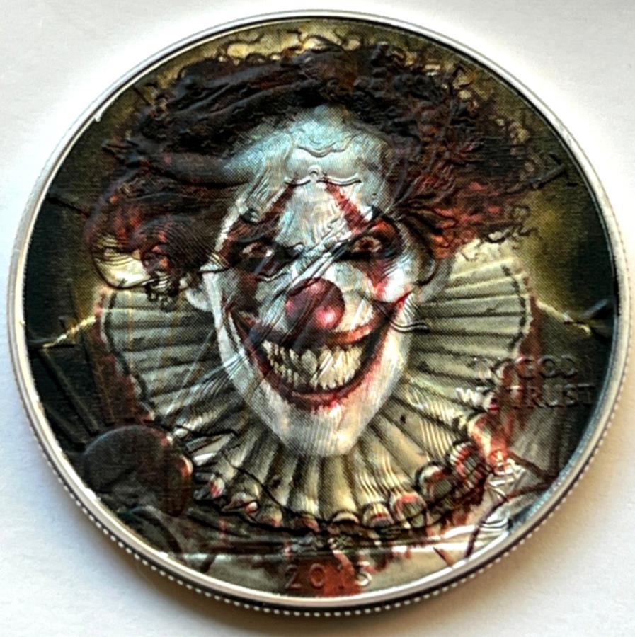 yɔi/iۏ؏tz AeB[NRC _RC [] ׈ȃsG - AJVo[C[O~ebhGfBV1IX.999Vo[_[RC Evil Clown - American Silver Eagle Limited Edition 1oz .999 Silver Dollar Coin