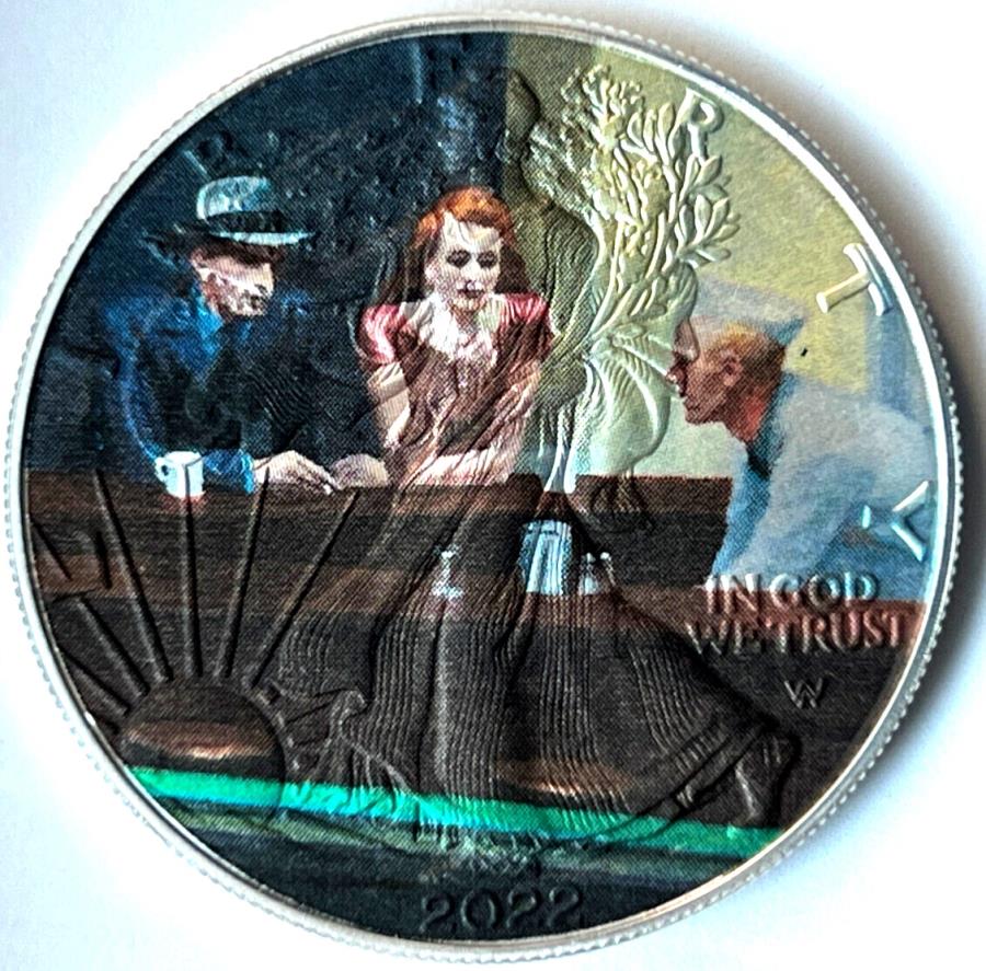  アンティークコイン モダンコイン  ナイトホークス - エドワードホッパーアメリカンシルバーイーグル1オンス.999シルバーダラーアートコイン Nighthawks - Edward Hopper American Silver Eagle 1oz .999 Silver Dollar art Coin