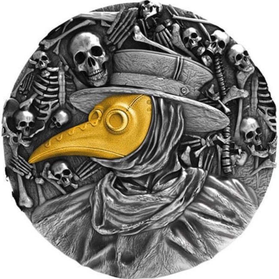 【極美品/品質保証書付】 アンティークコイン モダンコイン 送料無料 2019ペストドクター2オンスアンティークフィニッシュシルバーコインのniueマスク 2019 Niue Mask of Plague Doctor 2 oz Antique finish Silver Coin