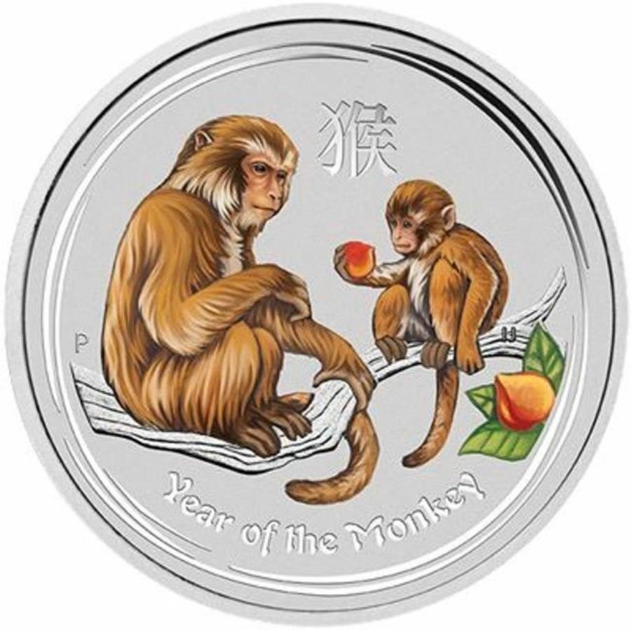  アンティークコイン モダンコイン  2016年カラー化オーストラリアモンキー1オンスシルバーBU（シリーズII） 2016 Colorized Australia Year of the Monkey 1 oz Silver BU (Series II)