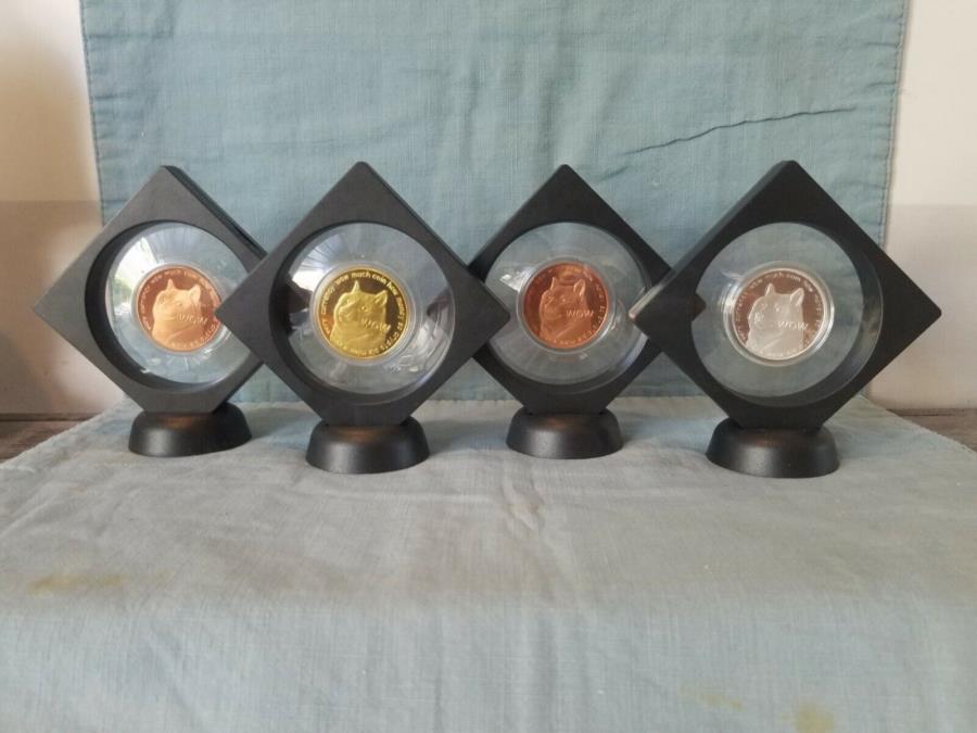 yɔi/iۏ؏tz AeB[NRC _RC [] 2014 Shibe Mint Limited Edition 4 Dogecoins-Silver-Dogecar-24ktbL 2014 SHIBE MINT LIMITED EDITION 4 DOGECOINS-SILVER-DOGECAR-24KT PLATED & COPPER