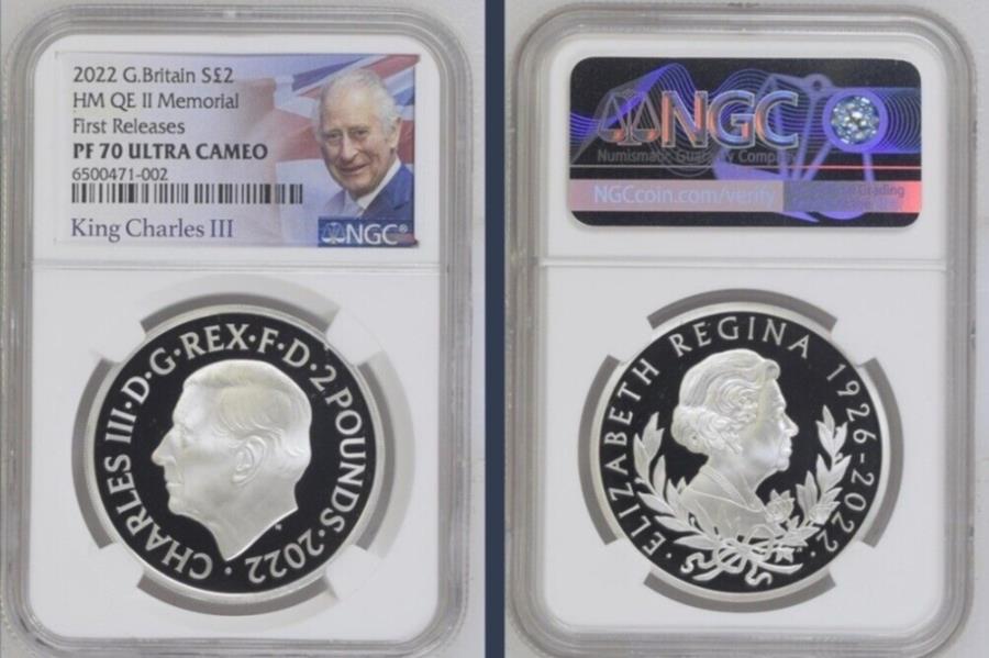 yɔi/iۏ؏tz AeB[NRC _RC [] 2022pNC[GUxXIILO`[YIII 1IXVo[v[tAPF70 FR 2022 UK QUEEN ELIZABETH II KING CHARLES III 1oz SILVER PROOF MEMORIAL PF70 FR