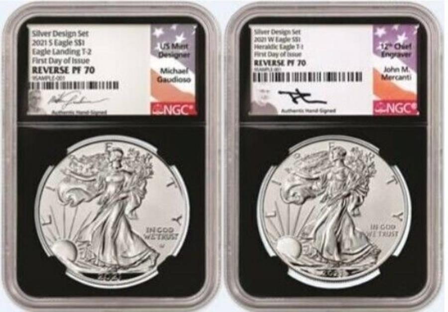 yɔi/iۏ؏tz AeB[NRC _RC [] 2021AJC[O1IXVo[2RCfUCi[GfBVPF70 FDOIt̏ؖ 2021 AMERICAN EAGLE 1oz Silver 2 Coin Designer Edition PF70 FDOI REVERSE PROOF