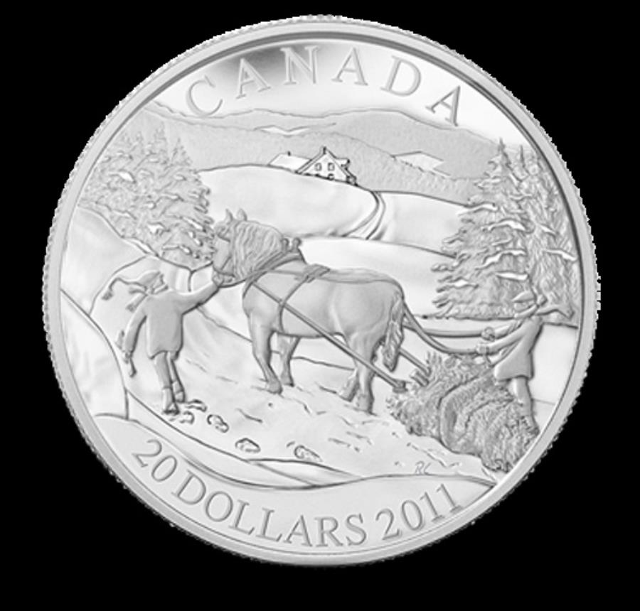  アンティークコイン モダンコイン  2011カナダ冬のシーンプルーフフィニッシュ - $ 20スターリングシルバー - コインのみ 2011 Canada Winter Scene proof finish - $20 sterling silver - coin only