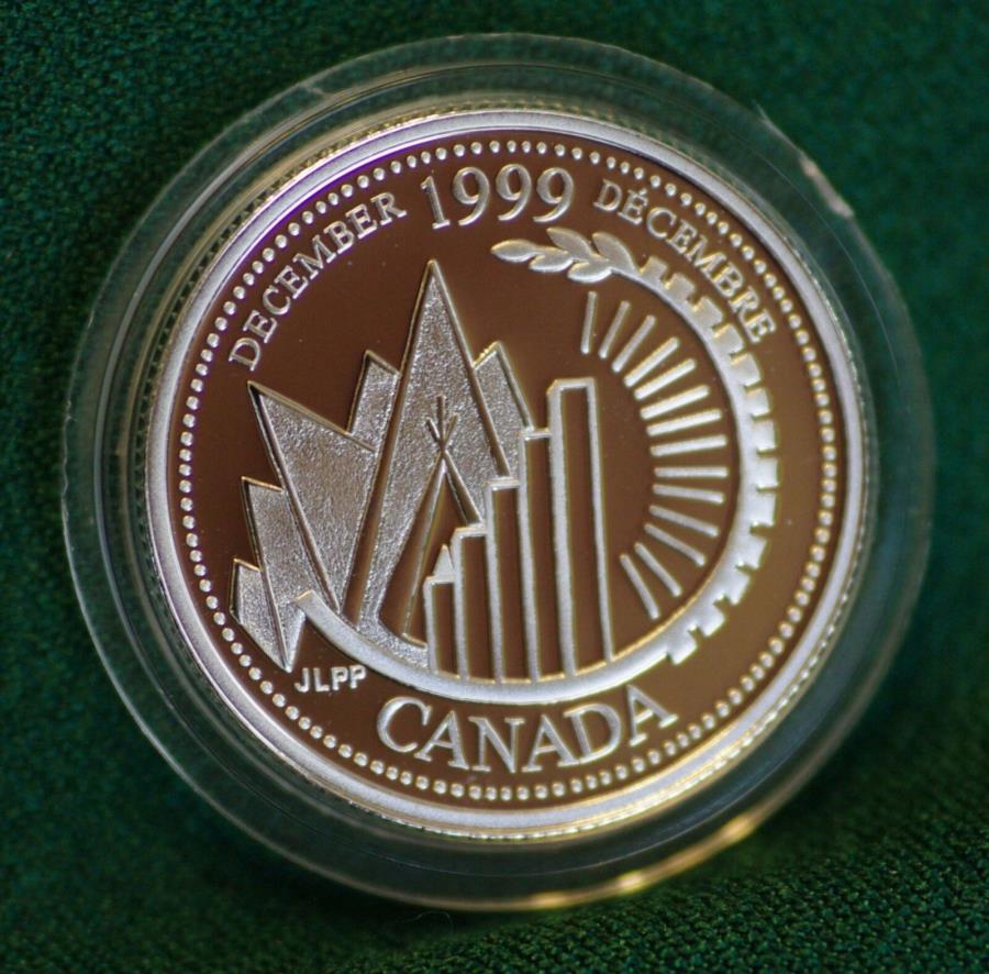  アンティークコイン モダンコイン  1999年12月のカナダミレニアムスターリングシルバークォータープルーフフィニッシュ 1999 CANADA Millennium Sterling Silver Quarter for December in proof finish