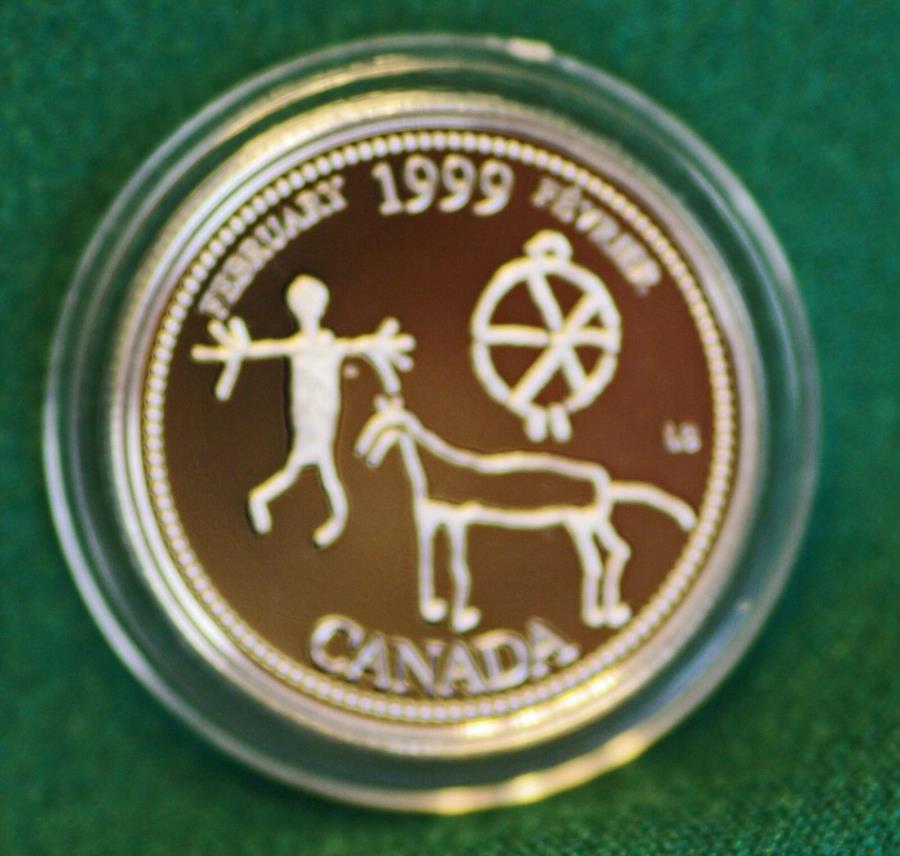  アンティークコイン モダンコイン  1999年2月のカナダミレニアムスターリングシルバークォータープルーフフィニッシュ 1999 CANADA Millennium Sterling Silver Quarter for February in proof finish