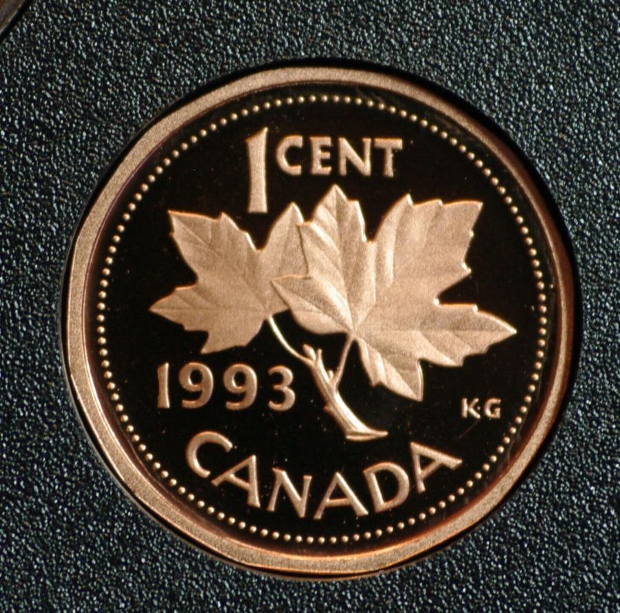  アンティークコイン モダンコイン  1993カナダペニー - メープルリーフデザイン1セントコインブロンズミントWプルーフ仕上げ 1993 Canada Penny - maple leaf design 1 cent coin bronze minting w proof finish