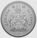 2023カナダ50セントのアームコートロゴ---標本仕上げ - コインのみ:セットから 2023 Canada 50 cent Coat of arms log...