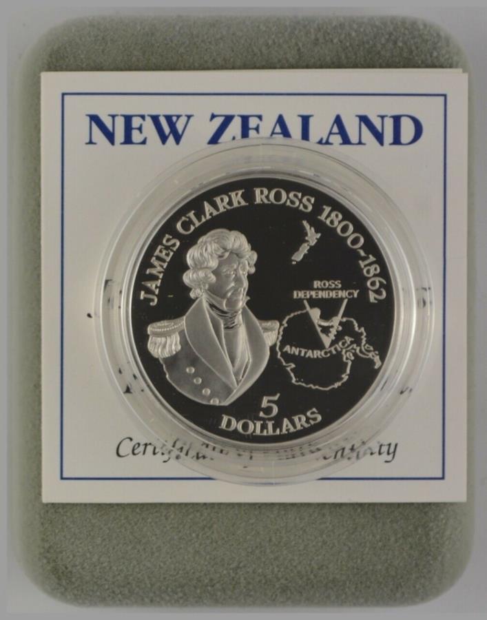 ڶ/ʼݾڽա ƥ 󥳥 [̵] ˥塼 - 1995-С$ 5ץ롼ե - ॺ顼 - ץ顼 New Zealand - 1995 - Silver $5 Proof Coin - James Clarke Ross - Explorer