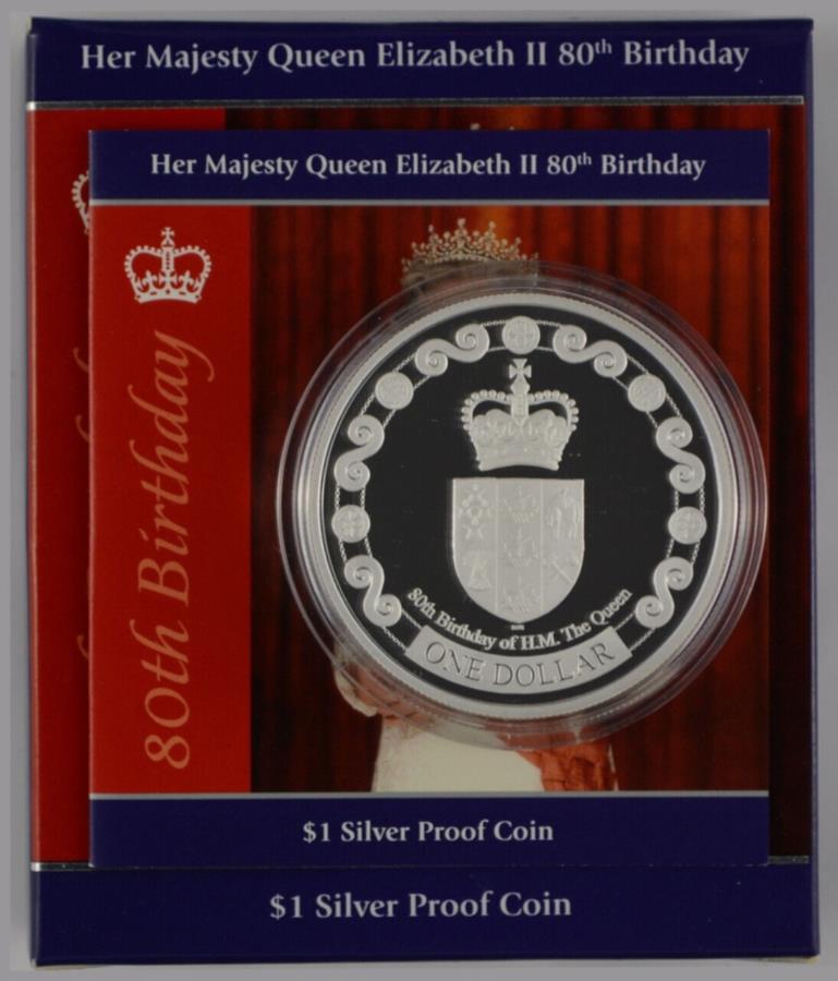 【極美品/品質保証書付】 アンティークコイン モダンコイン 送料無料 ニュージーランド - 2006-シルバーダラープルーフコイン - クイーンエリザベスII 80歳の誕生日 New Zealand - 2006 - Silver Dollar Proof Coin - Queen Elizabeth II 80th Birthday