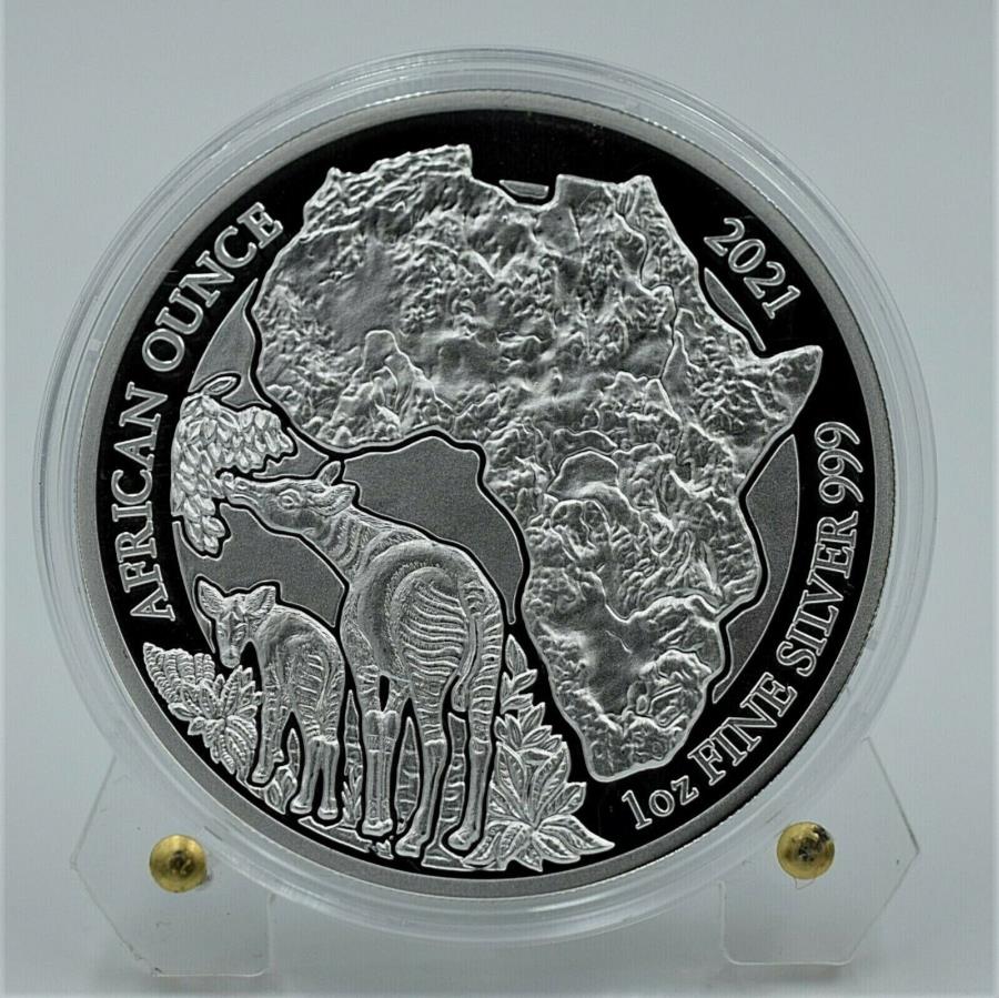 楽天アンティーク王子_ANTIQUE PRINCE【極美品/品質保証書付】 アンティークコイン モダンコイン [送料無料] 2021ルワンダ - オカピ1オンスプルーフシルバーコイン 2021 Rwanda - Okapi 1 oz Proof Silver Coin