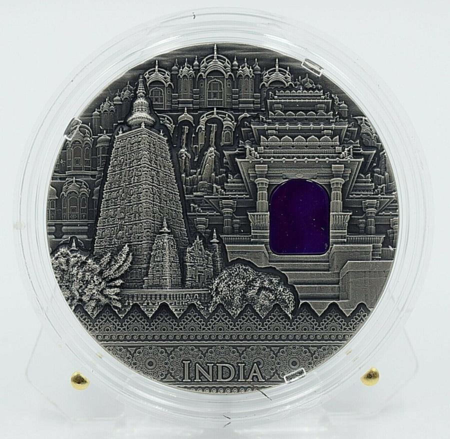 yɔi/iۏ؏tz AeB[NRC _RC [] 2020 niue-Ch - CyAA[gV[Y2IỸVo[RCƃAQ[gCT[g 2020 Niue - India - Imperial Art Series 2 Oz Silver Coin with Agate Insert