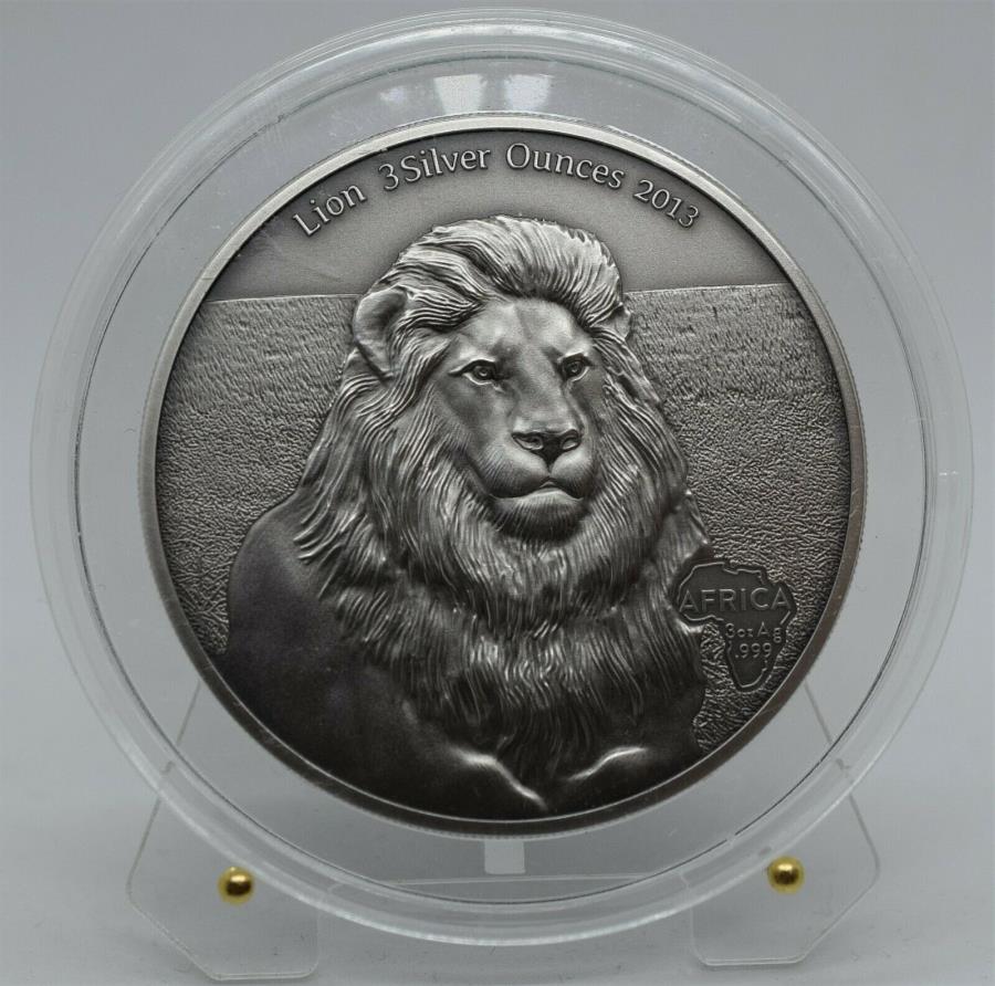 yɔi/iۏ؏tz AeB[NRC _RC [] Gabon 2013-CIAtJV[Y-3IXVo[RC Gabon 2013 - Lion Africa Series - 3 Oz Silver Coin