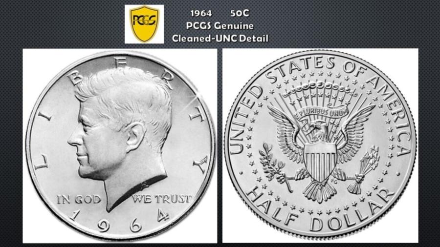 楽天アンティーク王子_ANTIQUE PRINCE【極美品/品質保証書付】 アンティークコイン モダンコイン [送料無料] 私たちケネディハーフダラー1964 PCG US Kennedy Half Dollar 1964 PCGS Genuine Cleaned-UNC Detail Silver Coin